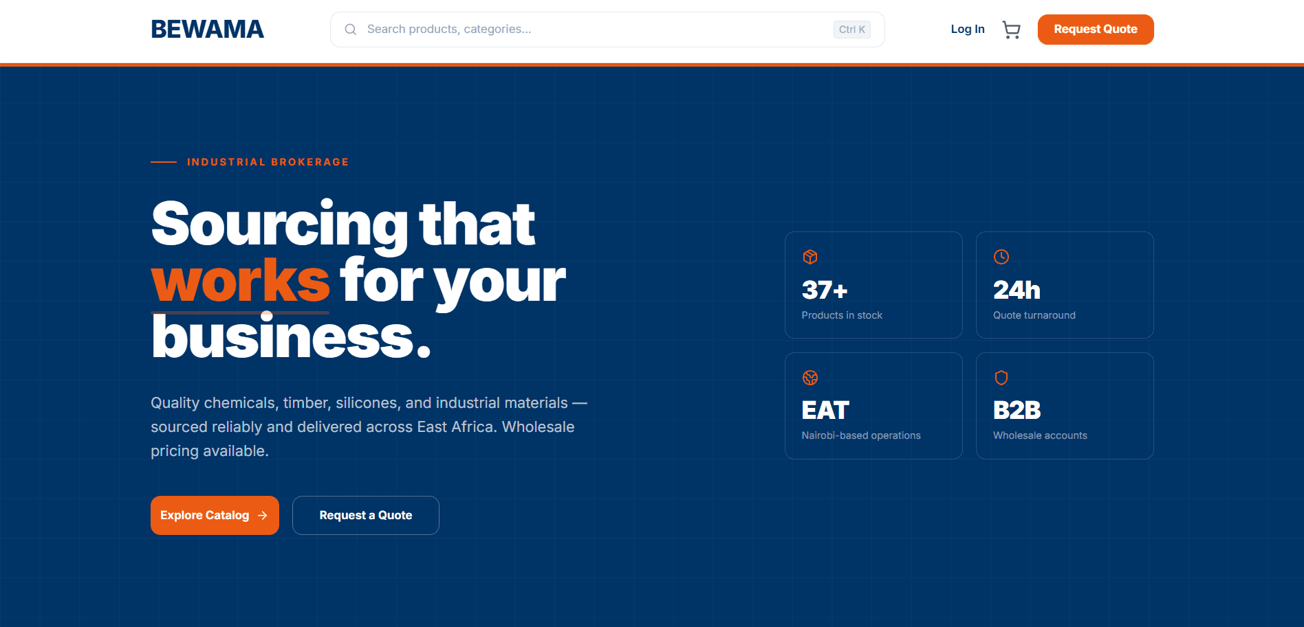 Bewama B2B ecommerce storefront interface